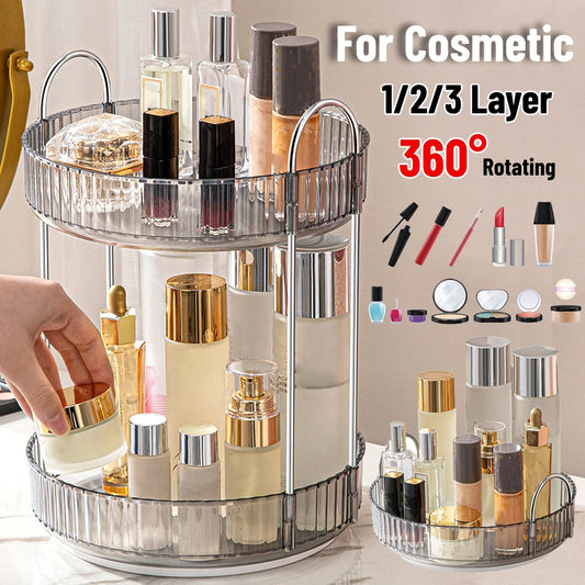 1/2/3 Layer Makeup Organizers 360 Rotating Cosmetic Storage Box Case for Cosmetics Large Makeup Organizer Box Home Desktop Rack